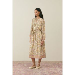 LOUISE MISHA - MARTINA - Lange Jurk - Beige - Katoen - Gebloemde Print