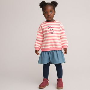 Sweaterjurk in molton, 2 in 1 effect LA REDOUTE COLLECTIONS. Katoen materiaal. Maten 9 mnd - 71 cm. Roze kleur