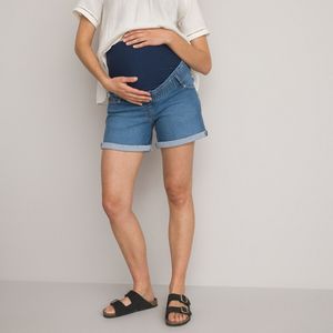 Zwangerschapsshort, in jeans LA REDOUTE COLLECTIONS. Denim materiaal. Maten 42 FR - 40 EU. Blauw kleur