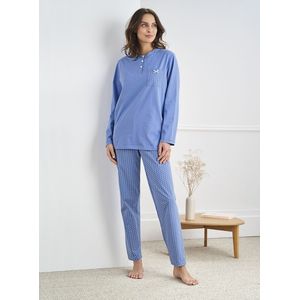 Pyjama met lange mouwen DAMART. Katoen materiaal. Maten L. Blauw kleur