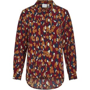 VILA - Hemd - Rood - Polyester - Lange Mouwen - Bedrukt Motief