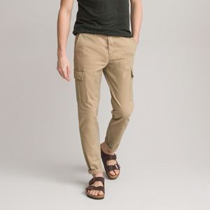 Battle slim broek, bio katoen LA REDOUTE COLLECTIONS. Katoen materiaal. Maten 50 FR - 54 EU. Beige kleur