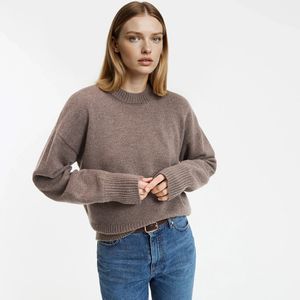 La Redoute Collections - Gebreide Trui - Kastanje - Wol en Kasjmier - Made in France