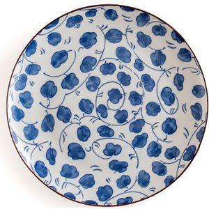 Set van 4 platte borden met bloemmotief, Rowl LA REDOUTE INTERIEURS. Porselein materiaal. Maten één maat. Blauw kleur