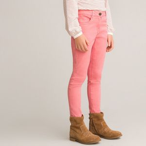 5-pockets broek met borduursel LA REDOUTE COLLECTIONS. Katoen materiaal. Maten 12 jaar - 150 cm. Roze kleur