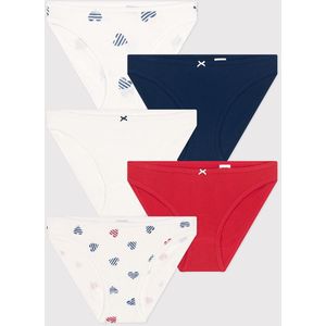 PETIT BATEAU - Set van 5 Slips - Katoen - Wit - Iconisch Hartjesmotief