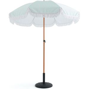Gestreepte parasol met franjes, Britiz LA REDOUTE INTERIEURS. Polyester materiaal. Maten één maat. Groen kleur
