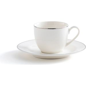 Set van 4 tassen/ondertassen voor koffie Histoire Argent LA REDOUTE INTERIEURS. Porselein materiaal. Maten één maat. Wit kleur