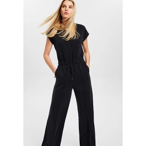 Lange jumpsuit met elastische taille ESPRIT. Modal materiaal. Maten L. Zwart kleur