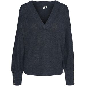 VERO MODA - Trui - Blauw - Polyester - Lange Mouwen - V-hals