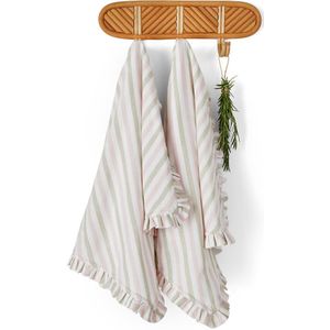 Set van 2 gestreepte handdoeken in geweven katoen, Bridget
