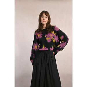 MOLLY BRACKEN - Gebloemde Trui - Zwart - Brushed Tricot