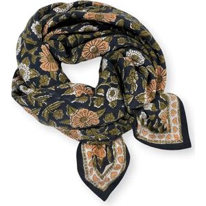 Grote Foulard LATIKA Cœur Réglisse APACHES COLLECTIONS. Katoen materiaal. Maten één maat. Zwart kleur