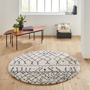 Rond vloerkleed in berber stijl, Afaw LA REDOUTE INTERIEURS. Polypropyleen materiaal. Maten diameter 120 cm. Beige kleur