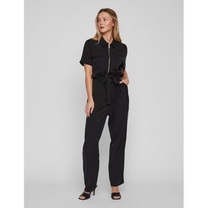 Jumpsuit met korte mouwen VILA. Tencel/lyocell materiaal. Maten 36 FR - 34 EU. Zwart kleur