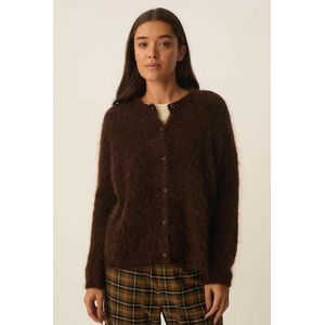 BEA DES PETITS HAUTS - Cardigan - Kastanje - Mohair - Lange Mouwen - Ronde Hals