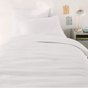 Kumco - Kinderdekbedovertrek - Wit - Gaas/Gewassen Katoen - 140 x 200 cm