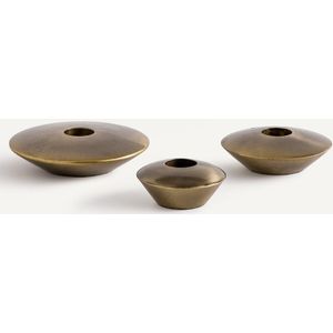 Set van 3 kandelaars van verouderd messing, Vira AM.PM.  materiaal. Maten één maat. Goudkleur kleur