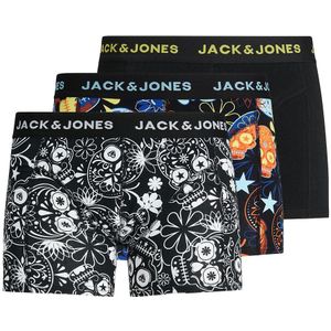Set van 3 boxershorts bloemenprint JACK & JONES. Katoen materiaal. Maten S. Zwart kleur