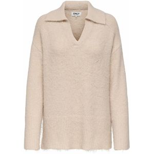 Trui met lange mouwen en polokraag ONLY. Polyester materiaal. Maten M. Beige kleur