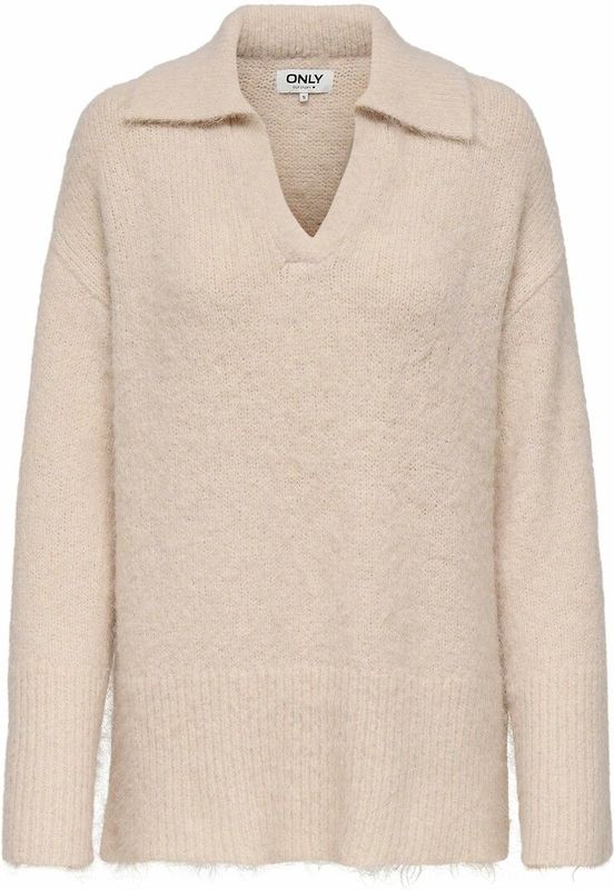 Trui met lange mouwen en polokraag ONLY. Polyester materiaal. Maten M. Beige kleur