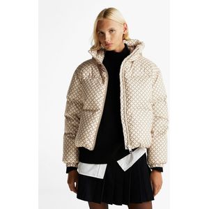 TOMMY HILFIGER - Korte Donsjas - Beige - Polyester - Kraag en Ritssluiting