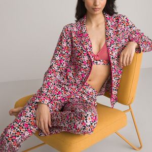 Pyjama met bloemenprint LA REDOUTE COLLECTIONS. Sluier materiaal. Maten 48 FR - 46 EU. Multicolor kleur