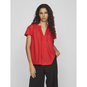 Blouse met korte mouwen en V-hals VILA. Viscose materiaal. Maten 42 FR - 40 EU. Rood kleur