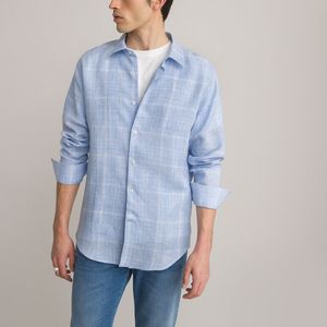 Hemd in linnen, lange mouwen LA REDOUTE COLLECTIONS. Katoen materiaal. Maten S (37/38). Blauw kleur