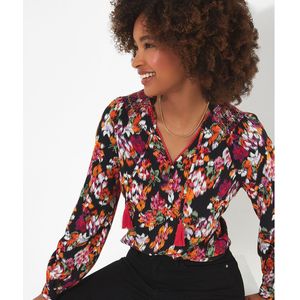 Blouse met bloemenprint en lange mouwen JOE BROWNS. Viscose materiaal. Maten 40 FR - 38 EU. Zwart kleur