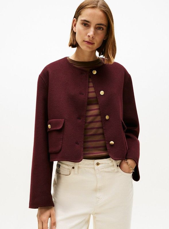 Tommy Hilfiger - DF Wool Blend REG Lady Jacket - Bordeauxrode Jas