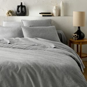 La Redoute Interieurs - Clara - Dekbedovertrek - Mêlee Donkergrijs - Katoen Flanel