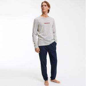 LA REDOUTE COLLECTIONS - Pyjama - Blauw + Mêleegrijs - Katoen