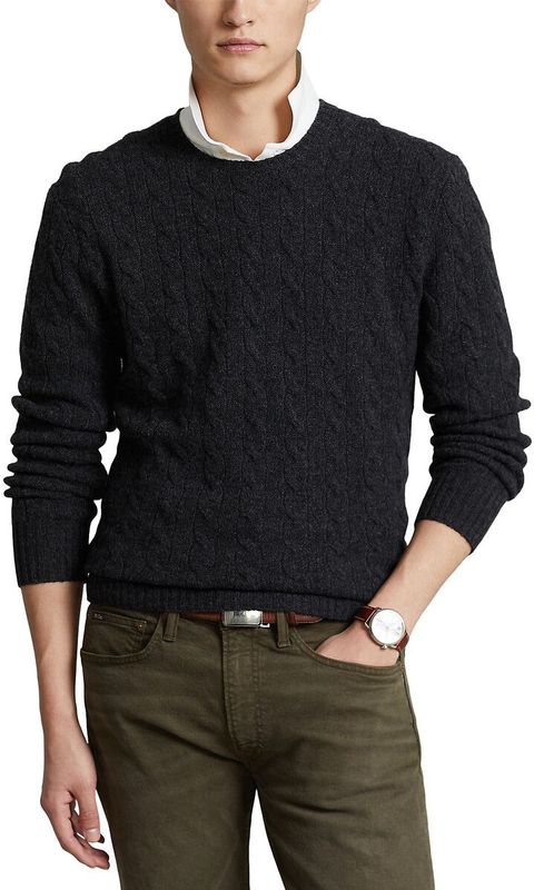 POLO RALPH LAUREN - Trui - Grijs - Wol en Kasjmier - Kabelmotief