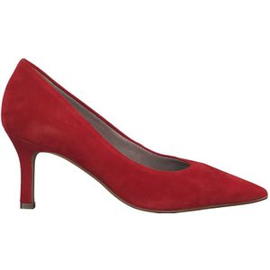 Pumps met scherpe top en hak, in leer TAMARIS. Leer materiaal. Maten 40. Rood kleur