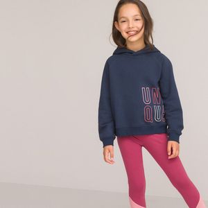 Hoodie in molton met print LA REDOUTE COLLECTIONS. Katoen materiaal. Maten 5 jaar - 108 cm. Blauw kleur