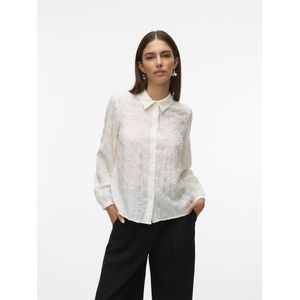 VERO MODA - Hemd - Wit - Viscose - Lange Mouwen - Geborduurd Motief