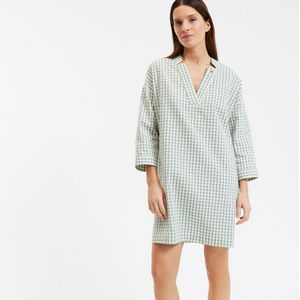 LA REDOUTE COLLECTIONS - Nachthemd - Amandelgroen - Vichyprint - Katoen