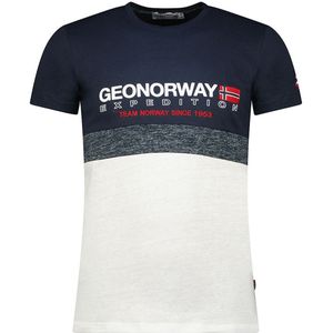 T-shirt MC bicolor en ronde hals Jdouble GEOGRAPHICAL NORWAY. Katoen materiaal. Maten S. Blauw kleur