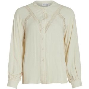 VILA - Blouse - Ecru - Viscose - Geborduurde Maokraag
