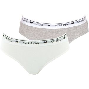 Set van 2 slips in katoen ATHENA. Katoen materiaal. Maten 12 jaar - 150 cm. Grijs kleur