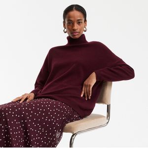 LA REDOUTE COLLECTIONS - Gebreide Trui - Bordeaux Rood - Fijn Kasjmier - Rolkraag