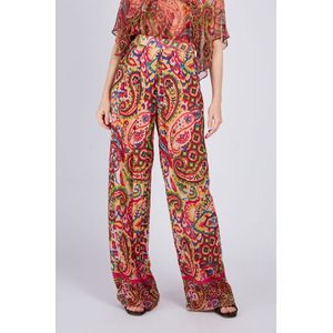DERHY - DARJEELING - Broek - Kastanjekleur - Viscose - Multicolor Print