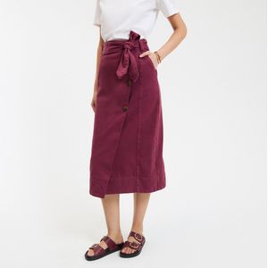 LA REDOUTE COLLECTIONS - Midi-wikkelrok - Bordeaux Rood - Katoenen Keperstof