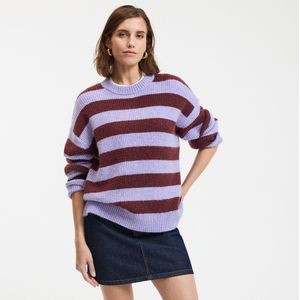 LA REDOUTE COLLECTIONS - Gestreepte Trui - Violet - Ronde Hals - Grof Zacht Tricot