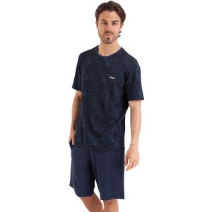 Korte pyjama, bedrukt T-shirt ATHENA. Katoen materiaal. Maten S. Blauw kleur