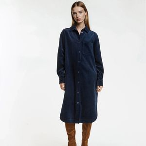 LA REDOUTE COLLECTIONS - Rechte Jurk - Marineblauw - 3/4 Midi Lengte - Lange Mouwen