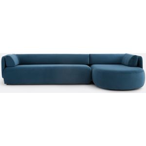 Hoekbank rechts, fluweel, Méridiano LA REDOUTE INTERIEURS. Fluweel materiaal. Maten rechterhoek. Blauw kleur