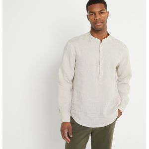 LA REDOUTE COLLECTIONS - Linnen Overhemd - Beige - Lange Mouwen - Officierskraag