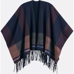 Geruite poncho LA REDOUTE COLLECTIONS. Polyester materiaal. Maten één maat. Blauw kleur